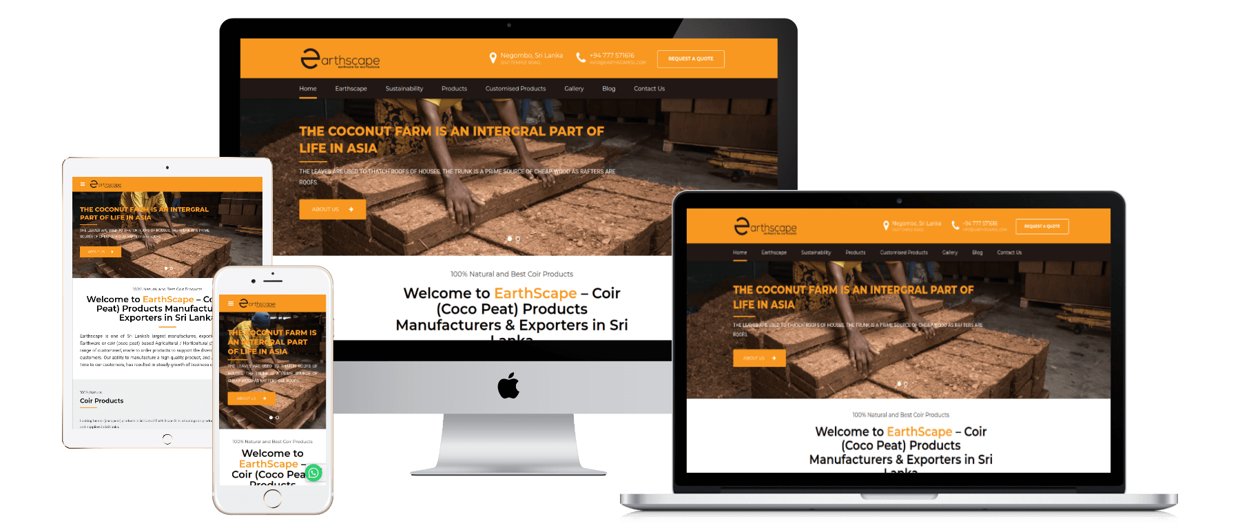 Earthscape website responsive mockups